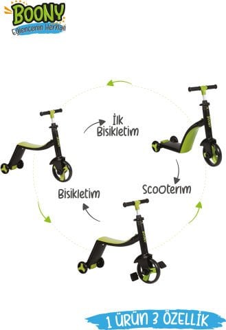 BOONY 3’ü 1 Arada Çocuk Scooter Yeşil