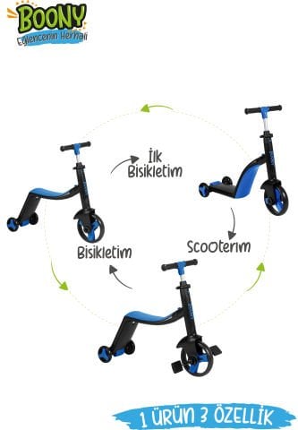 BOONY 3’ü 1 Arada Çocuk Scooter Mavi