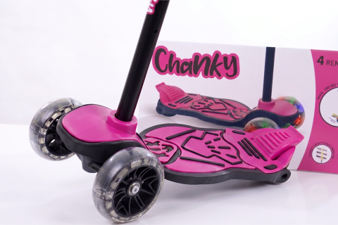 CHANKY Işıklı 3 Teker Çocuk Scooter (3+ Yaş) Pembe